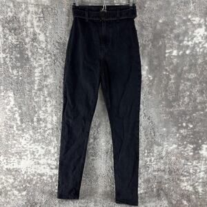 Reformation Sz 25 Organic Cotton Kayo High Skinny Jeans Denim Pants Black Belted